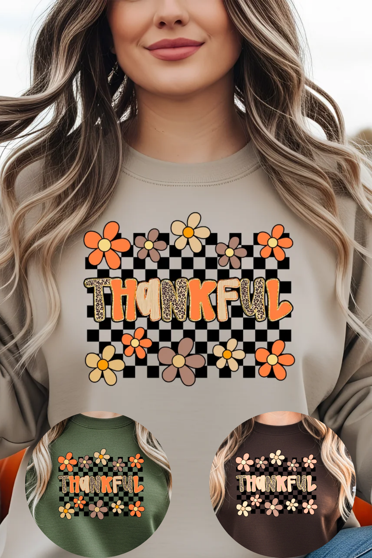 Love Checkered Thankful Sweatshirt
