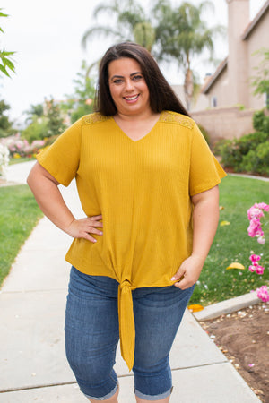 Spirited Front Tie Top in Mustard