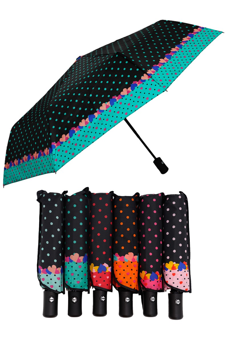 Polka Dot Hearts Travel Umbrella