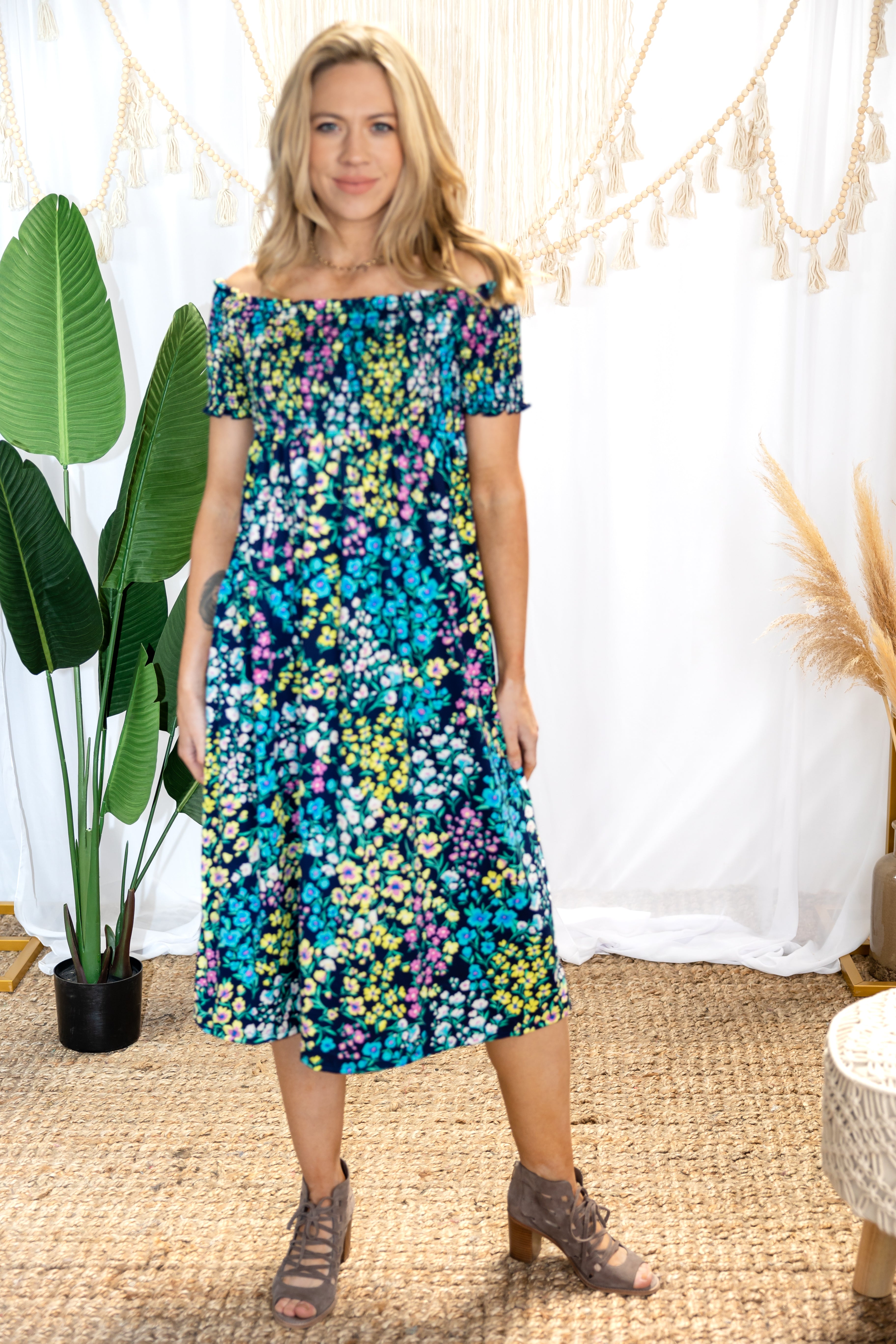 Cascading Floral - Midi Dress