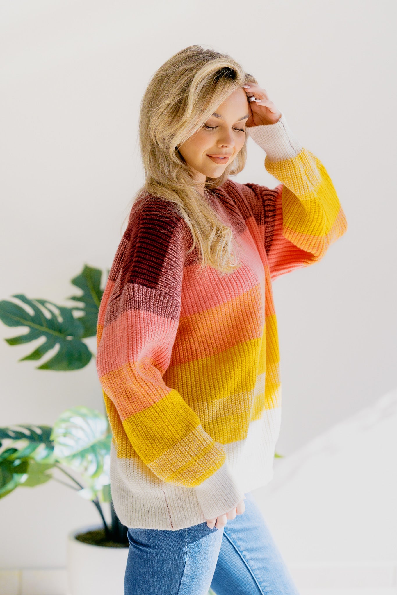 Lustrous Rose Colorblock Sweater