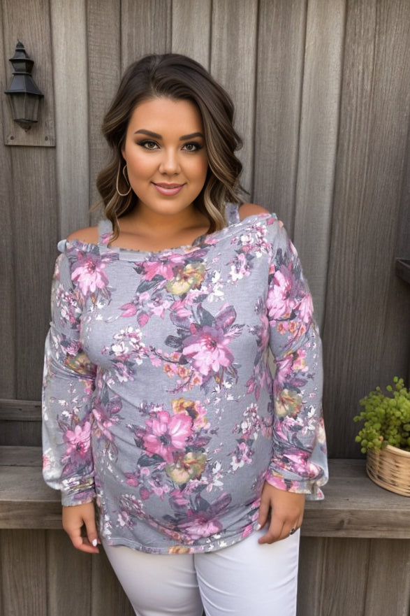 Misty Floral Cold Shoulder