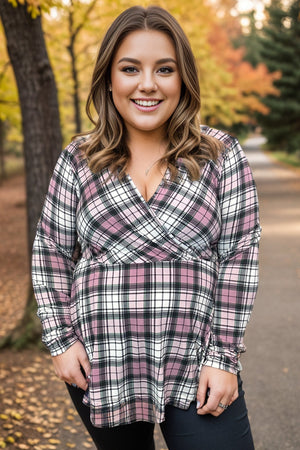 Pinky Plaid - Peplum