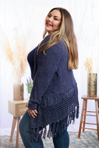 Tiana Fringed Cardigan - Navy