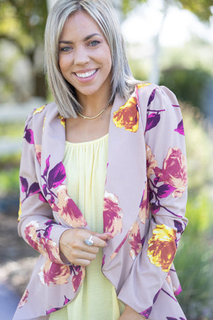 Blazer of Glory - Taupe Floral